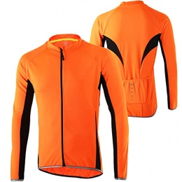  Clothing Men’s Cycling Jerseys Long Sleeve, Breathable Biking Cycle Tops Mens, Quick Dry Bicycle Shirts, Bike Jackets for Men, Mountain Bike Road Bicycle Coat Outdoor Sportswear(Size:L, Color:orange)