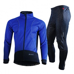 Xu Yuan Jia-Shop Clothing Xu Yuan Jia-Shop Cycling Jersey Men's Cycling Jersey Set Windproof Waterproof Winter Thermal Breathable Comfortable Long Sleeve Jacket Mountain Bicycle Riding Sportswear Set Warm Fleece Bicycle Tops