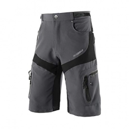 BERGRISAR Mountain Bike Short BERGRISAR Men's Cycling Shorts MTB Mountain Bike Bicycle Shorts Zipper Pockets 1806BG Grey Size Small