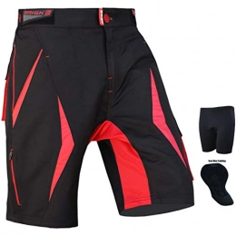 Brisk Bike Mountain Bike Short Brisk Bike MTB Cycling Shorts MTB2 (Black-Red, Medium)