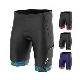 FDX Mountain Bike Short FDX Cycling Shorts Men's - 3D Anti-Bac Padded All Day Bike Shorts with Powerband Leg Grippers, Side Pockets - Breathable, Quick Dry, Anti-Slip Hi-Viz Bicycle Tights, Biking Half Pants (Blue - 3XL)