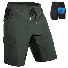 Hiauspor Mountain Bike Short Hiauspor Mens Mountain Bike Shorts Padded MTB Shorts Lightweight Bicycle Cycling Shorts Loose-fit - green - Small