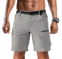 TACVASEN Mountain Bike Short TACVASEN Casual Shorts Men Summer Zip Pocket Cargo Shorts Quick Dry Gym Running Jogging Shorts, 32, Light Grey