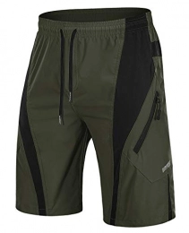 TACVASEN Clothing TACVASEN Mountain Biking Shorts Mens Cycling Shorts Zip Pockets Bike Bottoms Quick Dry Walking Shorts Sport Gym Shorts Lightweight Cycling Shorts Army Green