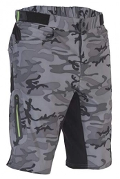 ZOIC Mountain Bike Short Zoic Men's Ether Camo Mountain Bike MTB Cycle Riding Short Relaxed Fit 12 inch Inseam, UPF 50+, Grey Camo, Size Medium