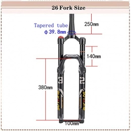 siheki Ersatzteiles Bicycle Fork MTB Bike Air Suspension Gabeln 26 / 27, 5 / 29 Fahrrad Vordere Gabel 15mm Thru Axle Disac Bremse Fahrradzubehör (Color : Tapered 26)