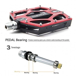 nurufsxin Mountainbike-Pedales Fahrradpedale ultraleichte Aluminiumlegierungspedale Mountainbike-Reitausrüstung Ersatzteile 3 Palin rutschfeste staubdichte Fußschmierung rot