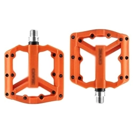 HOOBBI Ersatzteiles HOOBBI Nylon-Faser-Fahrradpedal, Fahrradpedal Ultraleicht-breiter Tragpedal-Flache Plattformpedale 9 / 16 Zoll Lagerpedale Mountainbike-Pedal, Fahrradpedal (Color : Orange, Größe : One Size)