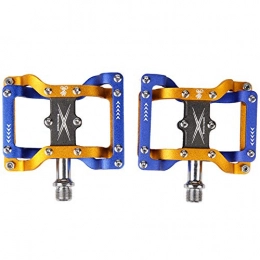 LOYFUN Mountainbike-Pedales LOYFUN Radfahren Plattform Pedale, 9 / 16"Wide Plus Aluminiumlegierung Flat Cycling Pedale 3 Sealed Bearing Axle for Mountain BMX Rennrad (Color : Blue+Gold)