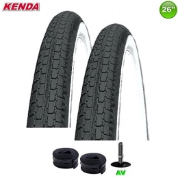 2 x Kenda Ersatzteiles 2 x Kenda K-127 Fahrraddecke Reifen schwarz / weiß - 47-559 - (26 x 1.75) mit AV Schläuche