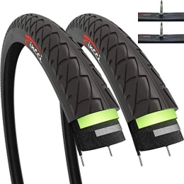 Fincci Ersatzteiles Fincci Set Fahrradreifen mit Pannenschutz 3 mm 26x1.95 Mantel Zoll 50-559 Slick Reifen mit Sclaverandventil Schläuche für Cityräder Rennräder Mountainbike MTB Hybrid Fahrrad