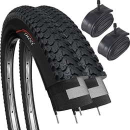 Fincci Mountainbike-Reifen Fincci Set Paar 26 x 2, 125 Zoll 57-559 Faltbar Reifen mit Autoventil Schläuche für MTB Mountain Hybrid Fahrrad (2er Pack)