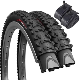 Fincci Ersatzteiles Fincci Set Paar Fahrradreifen 26 x 1.95 Zoll 50-559 Faltbar 60 TPI Reifen mit Autoventil Fahrradschlauch für MTB Mountain Hybrid Mountainbike Fahrrad (2er Pack)