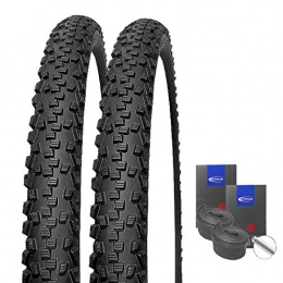 Set-Schwalbe Mountainbike-Reifen Set: 2 x Schwalbe Black Jack Reifen 24x1.90 / 47-507 + Schwalbe SCHLÄUCHE Autoventil