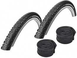 Set-Schwalbe Ersatzteiles Set: 2 x Schwalbe CX Comp schwarz Cross Reifen 35-622 / 28x1.35 + Schwalbe Schläuche Autoventil