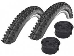 Set-Schwalbe Ersatzteiles Set: 2 x Schwalbe Smart Sam Plus Pannenschutz Reifen 26x2.25 + Schwalbe SCHLÄUCHE Autoventil