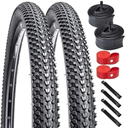 YunSCM Mountainbike-Reifen YunSCM 2er-Pack 26 Zoll Fahrradreifen 26x1.95 Mantel 50-559 Plus 2er-Pack 26 Zoll Schlauch 26x1.75 / 2.125 AV32mm Valve kompatibel 54-559 Mountainbike 26x1.90 26x1.95 26x2.0 Reifen und Schlauch