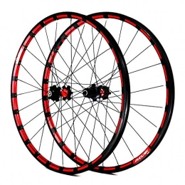 LHLCG Ersatzteiles LHLCG 26"Mountain Bike Wheel Set Aluminium Alloy Color Ring Straight Pull Palin Disc Brake Wheels, Blackreddrumredcircle