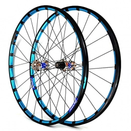 LHLCG Ersatzteiles LHLCG 26"Mountain Bike Wheel Set Aluminium Alloy Color Ring Straight Pull Palin Disc Brake Wheels, titaniumbluedrumbluecircle