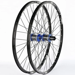 LYRONG Ersatzteiles LYRONG Mountainbike-Laufradsatz, Doppelwandig Aluminiumlegierung MTB-Felge Felgenbremse, Fahrrad Laufrad 7-10 Geschwindigkeit, Blue_29 Inches
