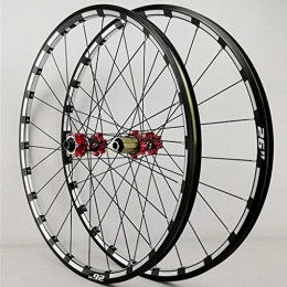 Xiami Ersatzteiles Xiami Barrel Welle Mountain Bike Wheel Set Gerade-Pull 24-Loch 4 Bearing Scheibenbremse 26" / 27.5" 3-Seiten-CNC-Aluminiumfelgen Red Carbon Drum (A Pair Wheels) (Color : Red, Size : 26")