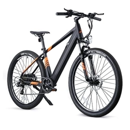 Azkoeesy Elektrische Mountainbike Azkoeesy 27, 5 Zoll Elektrofahrräder für Erwachsene, Pendler Elektrofahrrad, 36V / 10, 4 AH Hochleistung Elektrik-Assist-System für Damen und Herren (Schwarz-Orange)