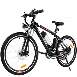 BIKFUN 26" E-Bike Herren Damen, 26 Zoll Elektrofahrrad Elektrisches Fahrrad mit 250W Bürstenlosem Motor 36V 8Ah Lithium Akku 21-Gang-Getriebe (Schwarz Rot-8Ah)