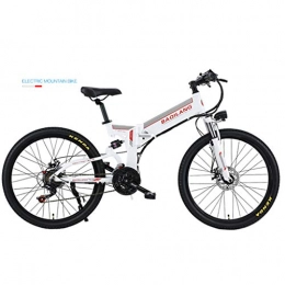 BNMZXNN Zusammenklappbares elektrisches Mountainbike, Fahrrad mit Lithiumbatterie, 350 W Geländefahrrad, 26 Zoll 48V10A90km21 Geschwindigkeit Shimano,White-Spoke Wheel Double Battery Version