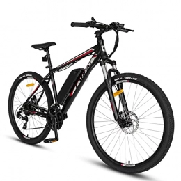 Carpat Sport Elektrofahrrad 250W Mountainbike, 27.5 Zoll Reifen Elektrisches Fahrrad Ebike 36V 10AH Abnehmbare Lithium-Batterie, Professionelle Shimano 21 Gang, E-Bike Erwachsene Aluminum,25 km/h- Rot