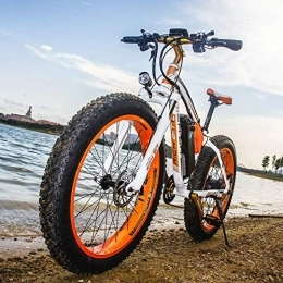 RICH BIT Fahrräder Elektrofahrrad Ebike Mountainbike, 26"Fat Tire Elektrofahrrad mit 48V 17Ah / Lithium Batterie und Shimano 21-Gang (Weißorange)