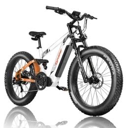 Extrbici Elektrische Mountainbike Extrbici 26Zoll Aluminium Elektrofahrrad, Range Ebike 250W 52V 20Ah, Vollfederung, 180mm Scheibenbremsen, 4Zoll Fat Reifen, Geeignet für Männer und Frauen, (Weiß)