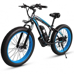 GBX Fahrräder GBX Fahrrad, Elektrofahrrad, Adult Fat Tire Electric Mtb, Aluminiumlegierung 26 Zoll Offroad Snowbikes 350W 48V 15Ah Lithiumbatterie Fahrrad Ebike 27 Geschwindigkeiten 4.0 Breitrad Moped, Gelb, Blau