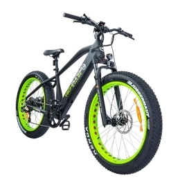 Highphoria Elektrische Mountainbike HIGHPHORIA E-Fatbike 26 Zoll Elektrofahrrad • E-Bike mit fetten Reifen • Fat Tire E-Mountainbike (Herren & Damen) • Hydraulische Federgabel • Pedelec (Schwarz / Grün)