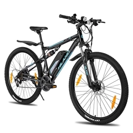 HH HILAND Elektrische Mountainbike HILAND 29'' Elektrofahrrad, E-Mountainbike Damen Herren MTB, Vollfederung E-Bike mit 250W Motor 36V 10.4Ah Lithium-Akku, Elektrofahrrad 21-Gang Vollfederung, Schwarz