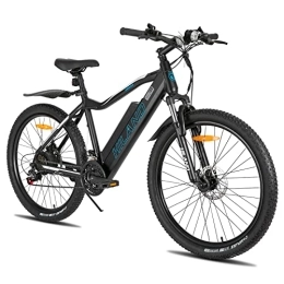 HH HILAND Elektrische Mountainbike HILAND E-Bike 26'' Fat Tire E-MTB Elektrofahrrad Aluminium E-Mountainbike Shimano 21 Gänge & Hinterradmotor für Damen und Herren 25 km / h, Schwarz