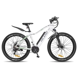 HH HILAND Elektrische Mountainbike HILAND E-Bike 27, 5'' Fat Tire E-MTB Elektrofahrrad Aluminium E-Mountainbike Shimano 21 Gänge & Hinterradmotor für Damen und Herren 25 km / h, Weiß