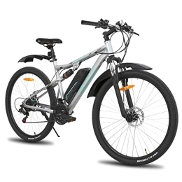 HH HILAND Elektrische Mountainbike HILAND E Bike 27, 5 Zoll Elektrofahrrad für Damen Herren MTB, 250W Motor 36V / 10.4Ah Abnehmbarer Li-Ion-Akku, Reichweite von 48-80km, Shimano 21 Gänge, Vollfederung Scheibenbremsen, Grau