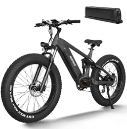 Himiway Elektrische Mountainbike Himiway Cobra E-Bike Herren, Fully E-Mountainbike Schwarz mit 960W Akku, 26"×4, 8" Elektrisches Fatbike mit Vollfederung, bis zu 128 km, 25 Km / h 250W Motor, 7 Gänge, Hydraulikbremse, StVZO Konform