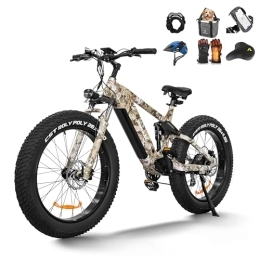 Himiway Elektrische Mountainbike Himiway Cobra Grün 48V 960Wh EBike 26"×4, 8" Elektrisches Fatbike Fully E-Mountainbike mit Vollfederung, 96-128 km, 25 Km / h 250W Motor, 7 Gänge, Hydraulikbremse, StVZO Konform