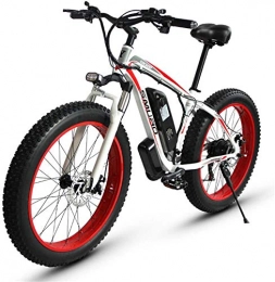 HCMNME Elektrische Mountainbike Hochwertiges langlebiges Fahrrad 26 Zoll Adult Fat Tire Elektro Mountainbike, 350W Aluminiumlegierung Off-Road Schnee Bikes, 36 / 48V 10 / 15AH Lithium-Batterie, 27-Gang Aluminiumrahmen mit Scheibenbr