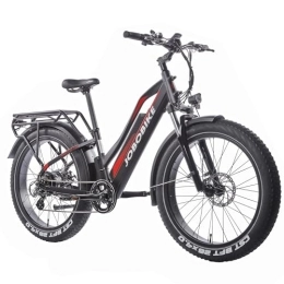 JOBOBIKE Elektrische Mountainbike JOBOBIKE E Bike, 26 Zoll Elektrofahrrad Damen und Herren, 7 Gang Schaltung, Kettenschaltung, Hardtail E-Mountainbikes Heckmotor Schwarz / Niedrig