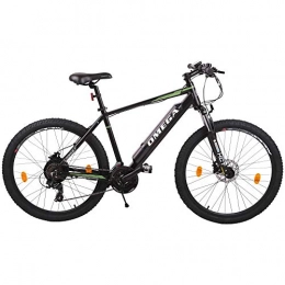 OMEGA BIKES Elektrische Mountainbike OMEGA BIKES Liohult Elektrofahrräder 2021 Aluminium MTB, 36V / 12.8Ah Lithium-Ion Batterie, Elektrofahrrad mit Bafang 250W Motor, Shimano 21-Gang-Getriebe, E-Bikes für Männer, Frauen (29" Schwarz Grün)