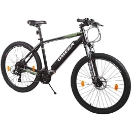 OMEGA BIKES Elektrische Mountainbike OMEGA BIKES Liohult Elektrofahrräder Aluminium MTB, 36V / 12.8Ah Lithium-Ion Batterie, Elektrofahrrad mit Bafang 250W Motor, Shimano 21-Gang-Getriebe, E-Bikes für Männer, Frauen (Schwarz Grün 29 Zoll)