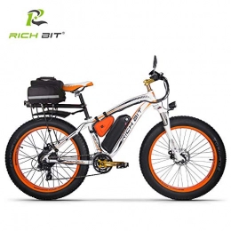 RICH BIT Fahrräder RICH BIT Elektrofahrrad TOP-022 1000W 26 Zoll Elektrofettreifen Schneerad 48V * 17Ah Lithium-Ionen-Batterie Beach Mountain Ebike (Orange)