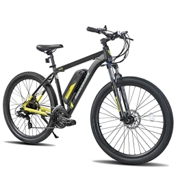 HH HILAND Elektrische Mountainbike ROCKSHARK E-Bike 27, 5 Zoll Mountainbike für Damen und Herren, Elektrofahrrad Mountainbike mit Shimano 21 Gang & Hinterradmotor und 36V 10, 4Ah Lithium-Akku MTB Schwarz