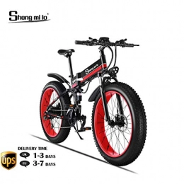 Shengmilo Elektrische Mountainbike Shengmilo Elektrofahrräder, 26 Zoll Mountain Snow Bike E-Fahrräder, 48V / 13Ah Lithium-Batterie Enthalten(Rot)