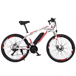 TGHY Elektrische Mountainbike TGHY Elektro Mountainbike 26" E-MTB 250W mit Herausnehmbarem 36V 10Ah Lithium Akku für Herren Erwachsene 50km Reichweite 27-Gang Doppelscheibenbremse Abschließbarer Vorderradgabel, White & red