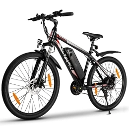 VARUN Fahrräder VARUN E Bike Damen Herren 26 Zoll E-Mountainbike, Elektrofahrrad mit 250 Watt Motor, Li-Batterie 36V / 10.4Ah, Elektrofahrräder mit 3 Fahrmodi (Rot)