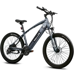 W Wallke Fahrräder W Wallke E-Bike 26 Zoll Mountainbike F1, Elektrofahrrad mit BAFANG Motor, 48V 10.4AH Lithium Akku, Vorderradaufhängung Stoßdämpfer und Shimano 21-Gang Ebike für Damen und Herren, grau