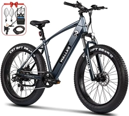 W Wallke Elektrische Mountainbike Wallke F2 E Bike 26 Zoll für Erwachsene | Fat Tire Elektrofahrrad | 48V 10.4Ah Li-Ionen-Akku und Shimano 7-Gang Fatbike für Kleine Hügel und verschneite Wiesen